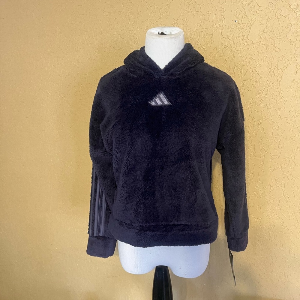 Adidas Girls Sherpa Pull Over Hooded Size Medium 10–12 Color Purple New W/Tags